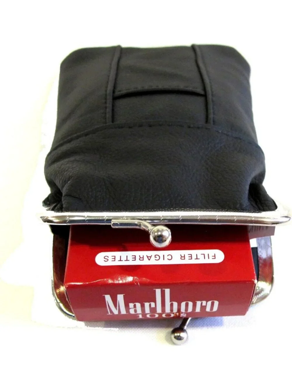Genuine Leather Cigarette Case & Lighter Holder - Slim, Durable, Kiss Lock